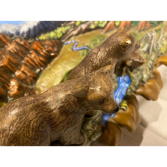 Bear Clock Cabin Lake House Mountains UNIQUE! Tested Works - Picture 6 of 10